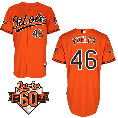 Cord Phelps #46 MLB Jersey-Baltimore Orioles Men's Authentic Alternate Orange Cool Base Baseball Jersey